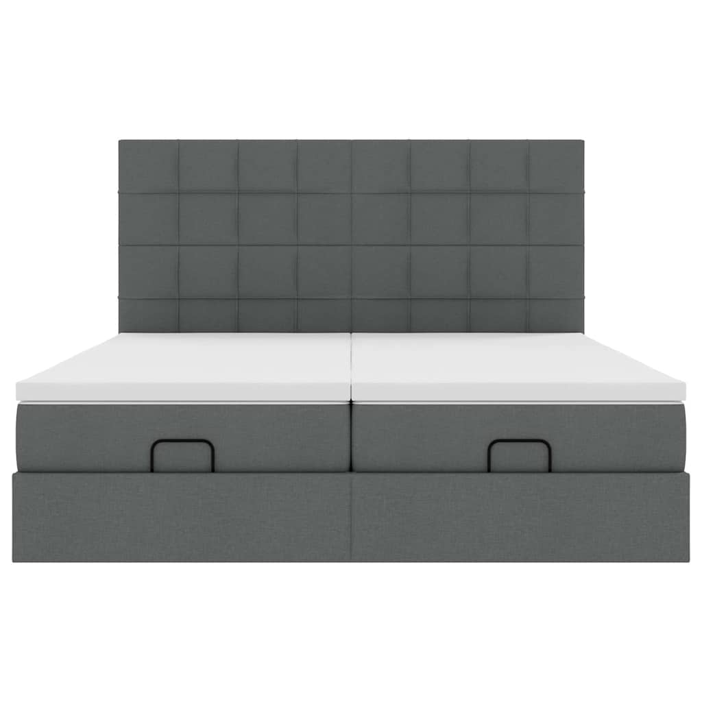 Ottoman bed met matrassen en LED's 160x200cm stof donkergrijs is nu te koop bij PeponiXL, paradijselijk wonen!