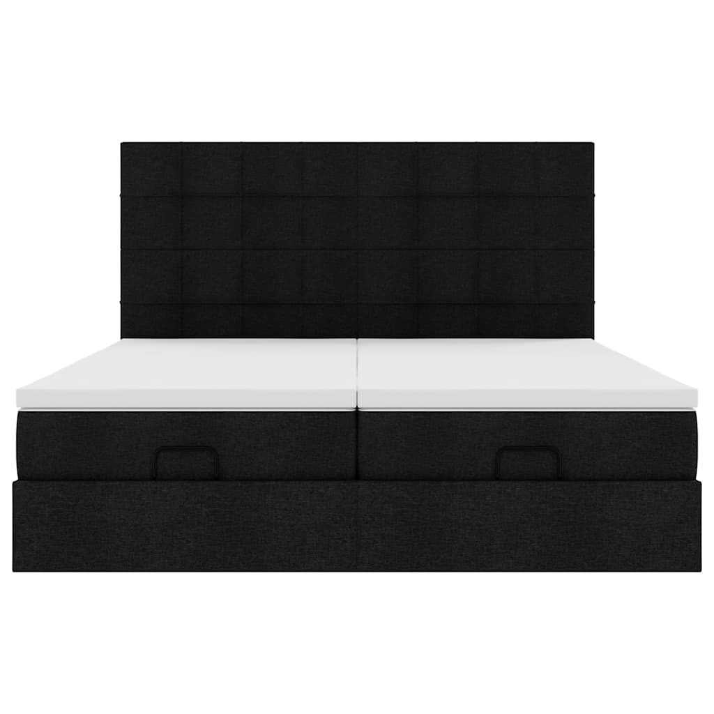 Ottoman bed met matrassen en LED's 160x200cm stof zwart is nu te koop bij PeponiXL, paradijselijk wonen!