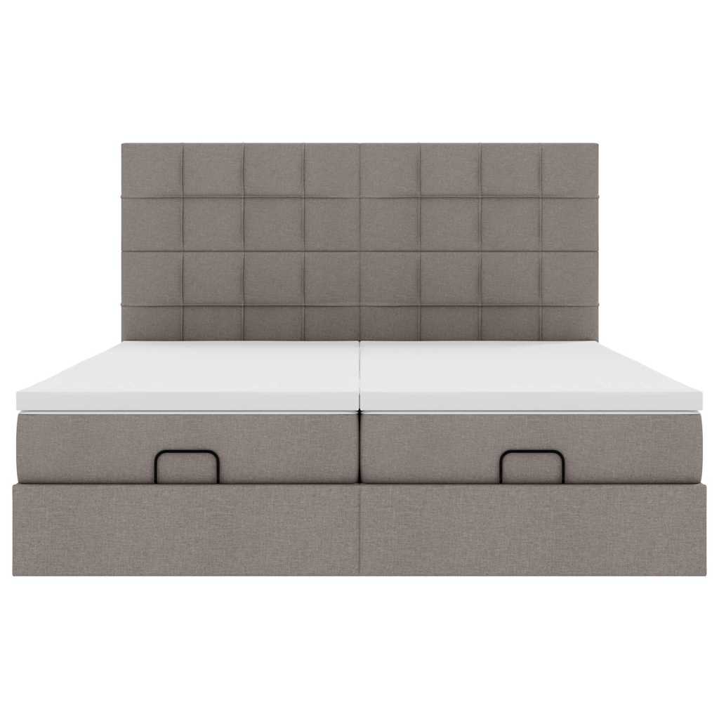 Ottoman bed met matrassen en LED's 160x200cm stof taupe