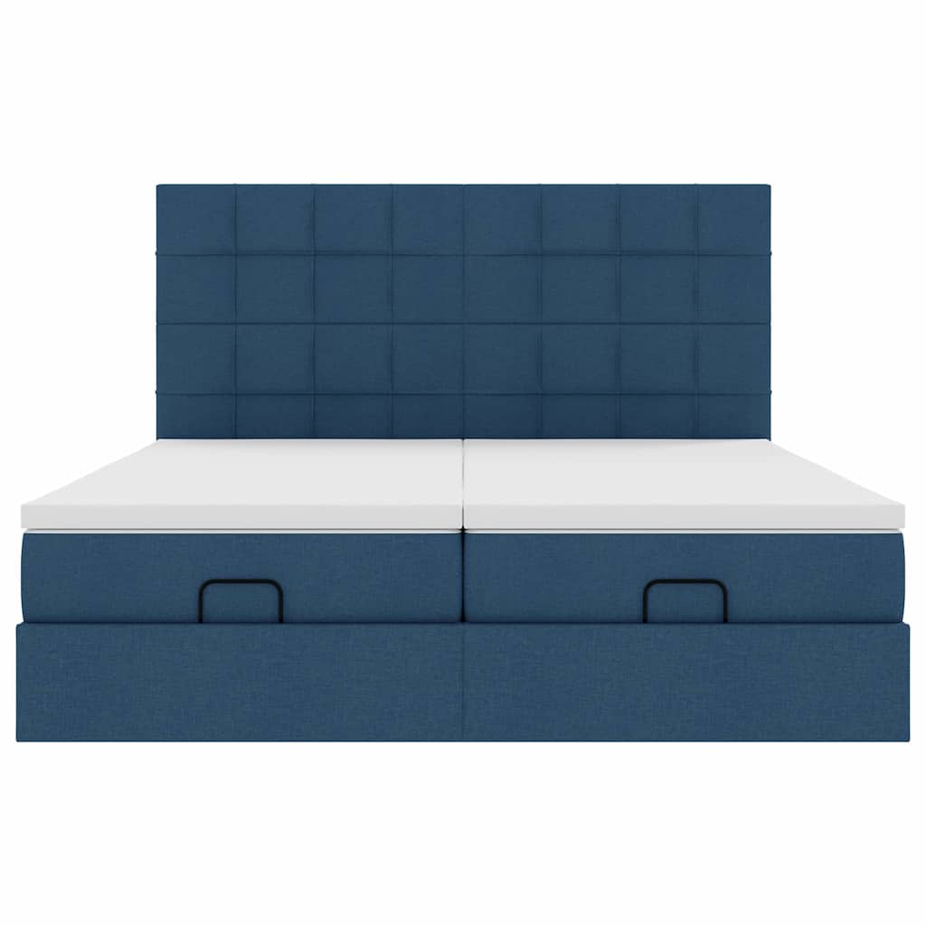 Ottoman bed met matrassen en LED's 160x200cm stof blauw