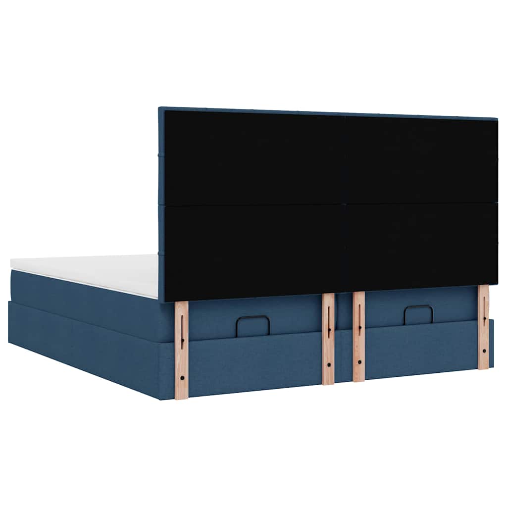 Ottoman bed met matrassen en LED's 160x200cm stof blauw