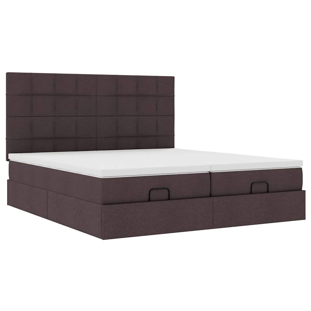 Ottoman bed met matrassen en LED's 180x200cm stof donkerbruin