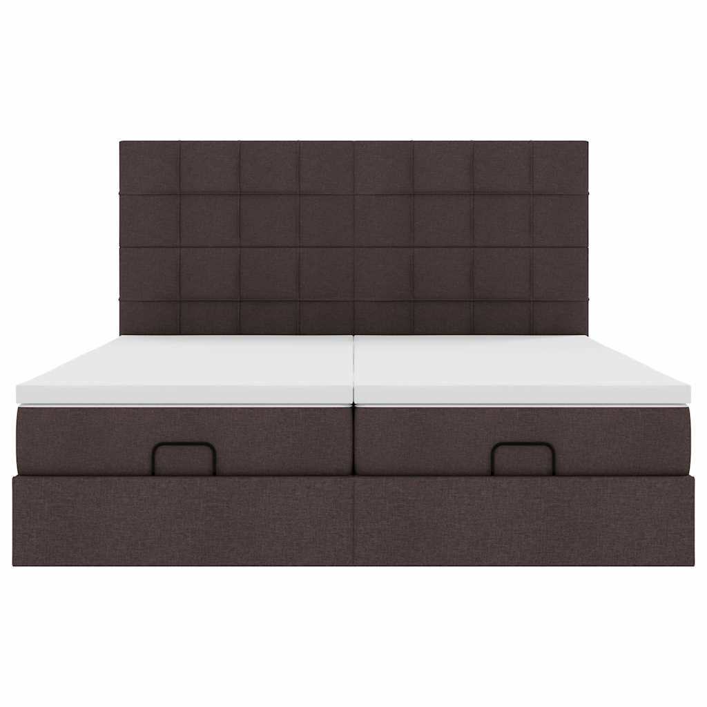 Ottoman bed met matrassen en LED's 180x200cm stof donkerbruin
