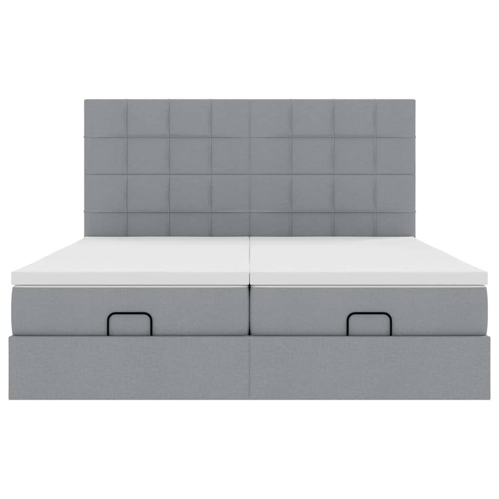 Ottoman bed met matrassen en LED's 200x200cm stof lichtgrijs is nu te koop bij PeponiXL, paradijselijk wonen!