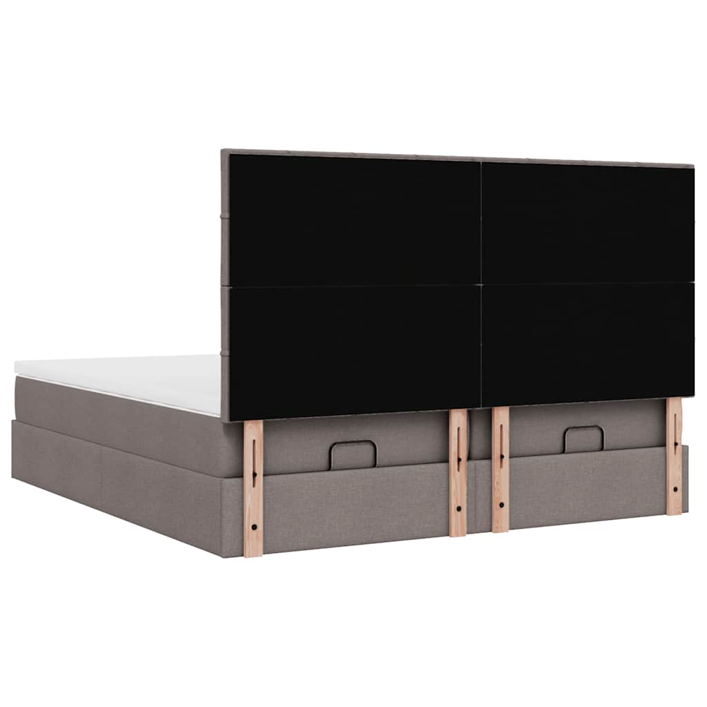 Ottoman bed met matrassen en LED's 200x200cm stof taupe