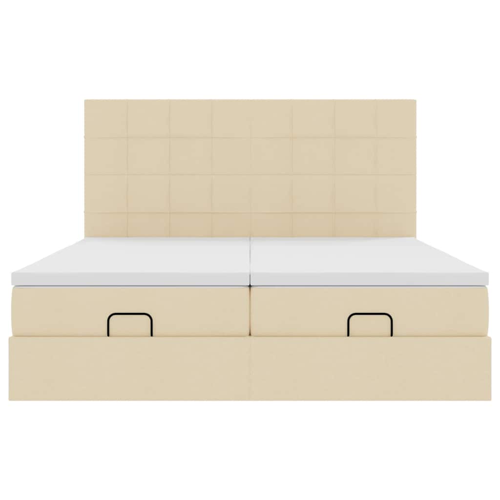 Ottoman bed met matrassen en LED's 200x200cm stof crèmekleurig is nu te koop bij PeponiXL, paradijselijk wonen!