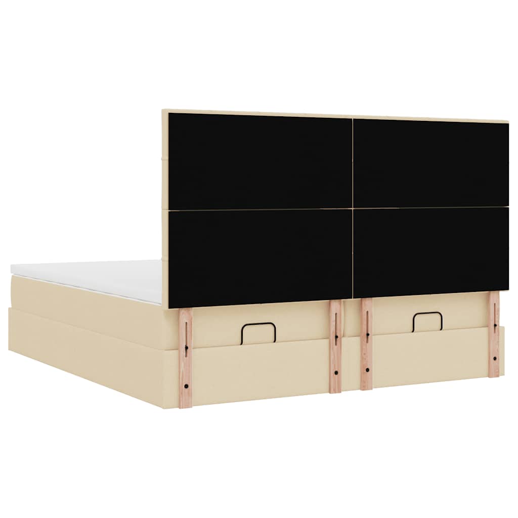 Ottoman bed met matrassen en LED's 200x200cm stof crèmekleurig is nu te koop bij PeponiXL, paradijselijk wonen!