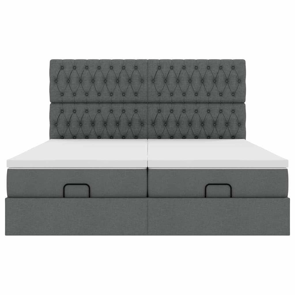 Ottoman bed met matrassen en LED's 160x200cm stof donkergrijs is nu te koop bij PeponiXL, paradijselijk wonen!