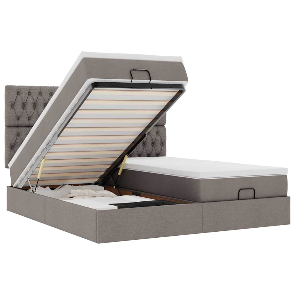 Ottoman bed met matrassen en LED's 160x200cm stof taupe is nu te koop bij PeponiXL, paradijselijk wonen!