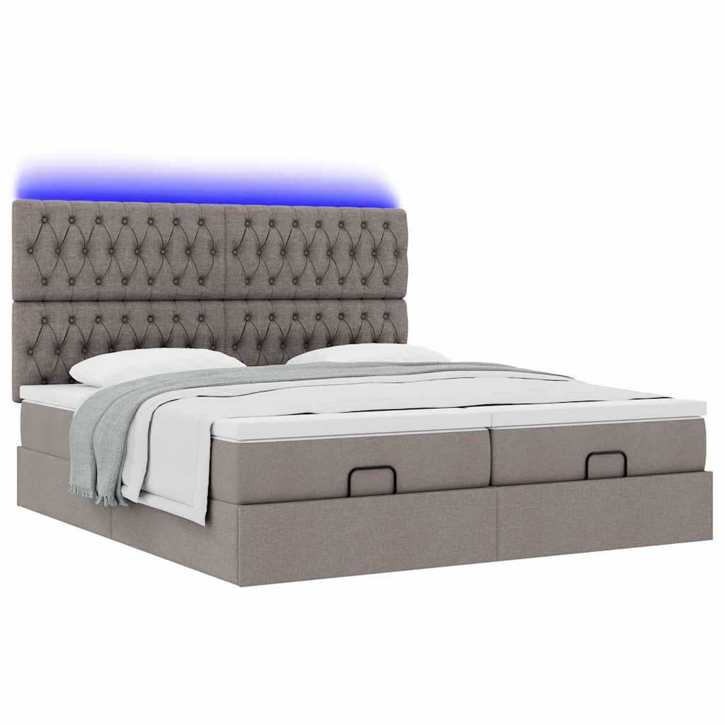Ottoman bed met matrassen en LED's 160x200cm stof taupe is nu te koop bij PeponiXL, paradijselijk wonen!