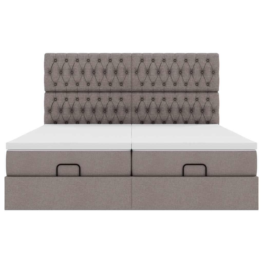 Ottoman bed met matrassen en LED's 160x200cm stof taupe is nu te koop bij PeponiXL, paradijselijk wonen!