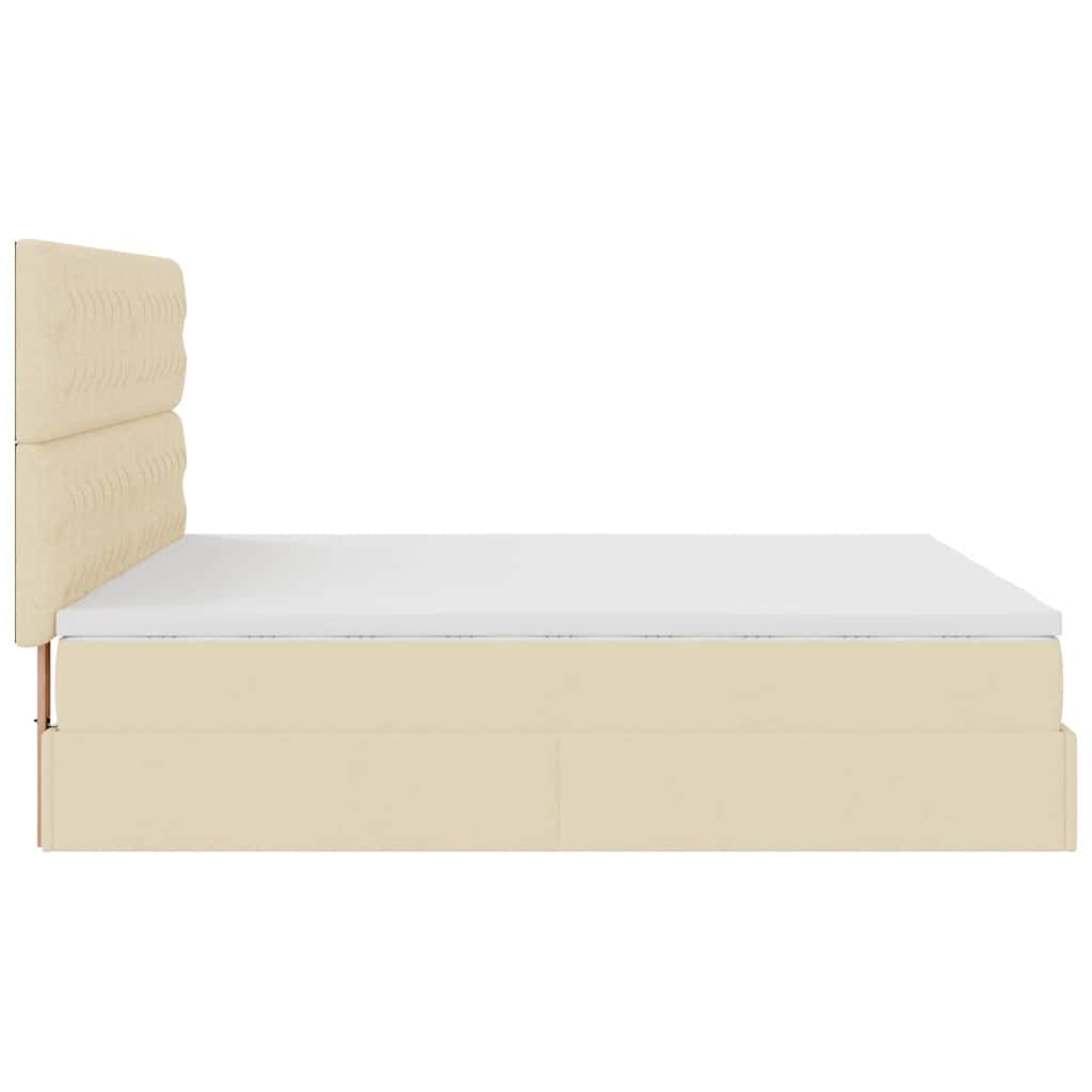 Ottoman bed met matrassen en LED's 200x200cm stof crèmekleurig is nu te koop bij PeponiXL, paradijselijk wonen!
