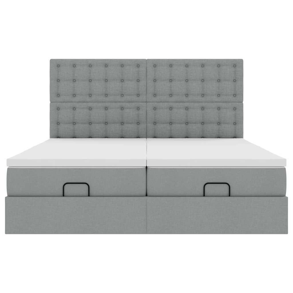 Ottoman bed met matrassen en LED's 160x200cm stof lichtgrijs is nu te koop bij PeponiXL, paradijselijk wonen!