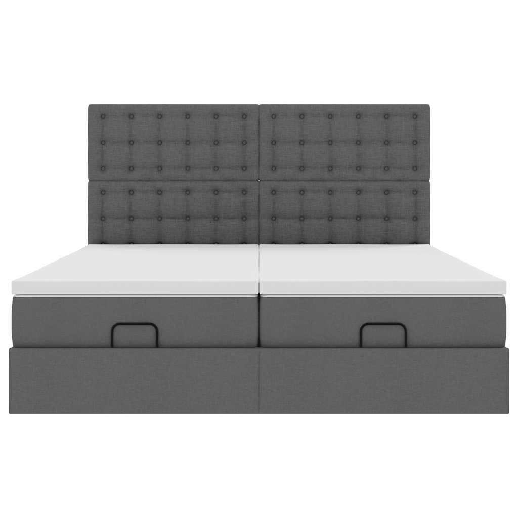 Ottoman bed met matrassen en LED's 160x200cm stof donkergrijs is nu te koop bij PeponiXL, paradijselijk wonen!