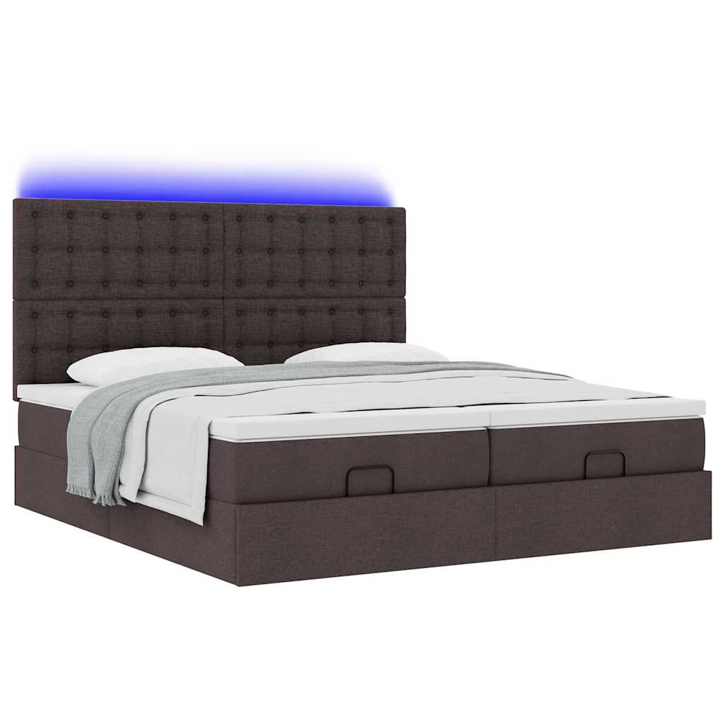 Ottoman bed met matrassen en LED's 160x200cm stof donkerbruin