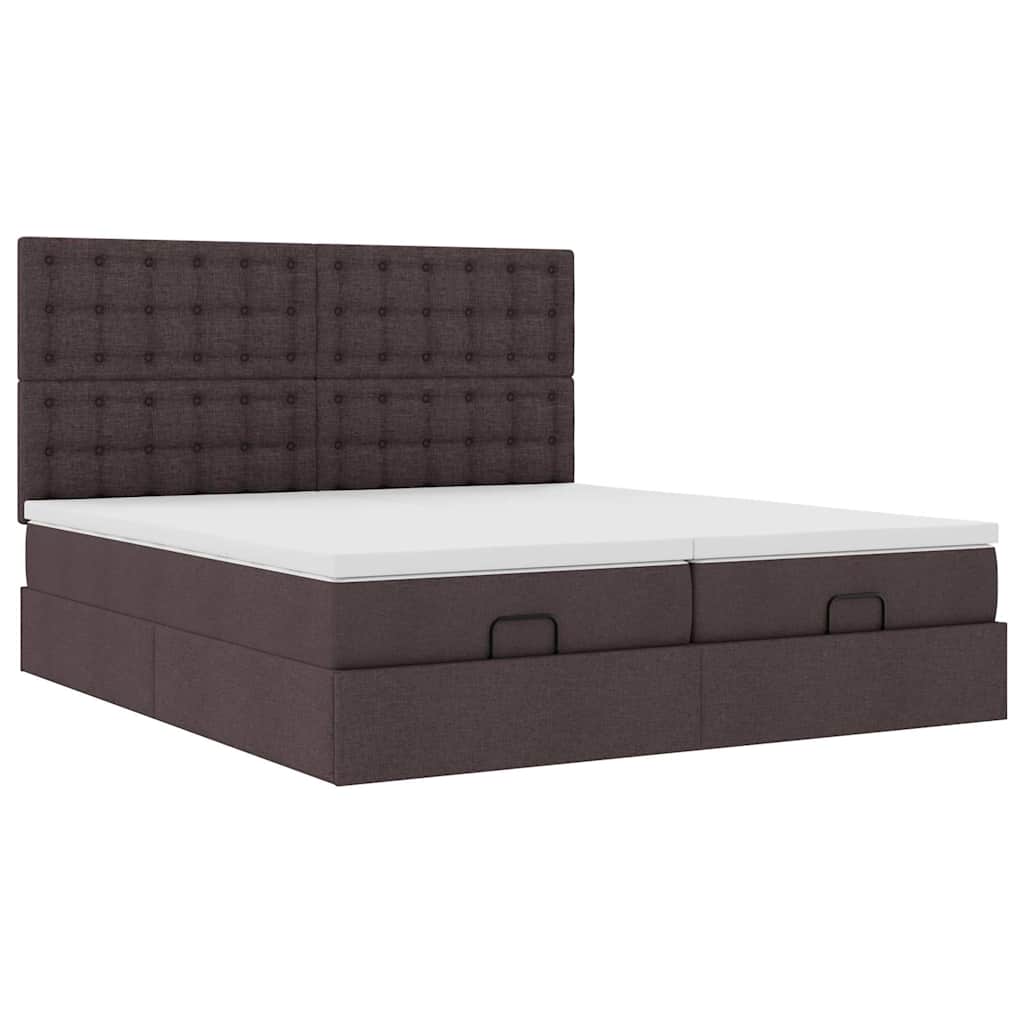 Ottoman bed met matrassen en LED's 160x200cm stof donkerbruin