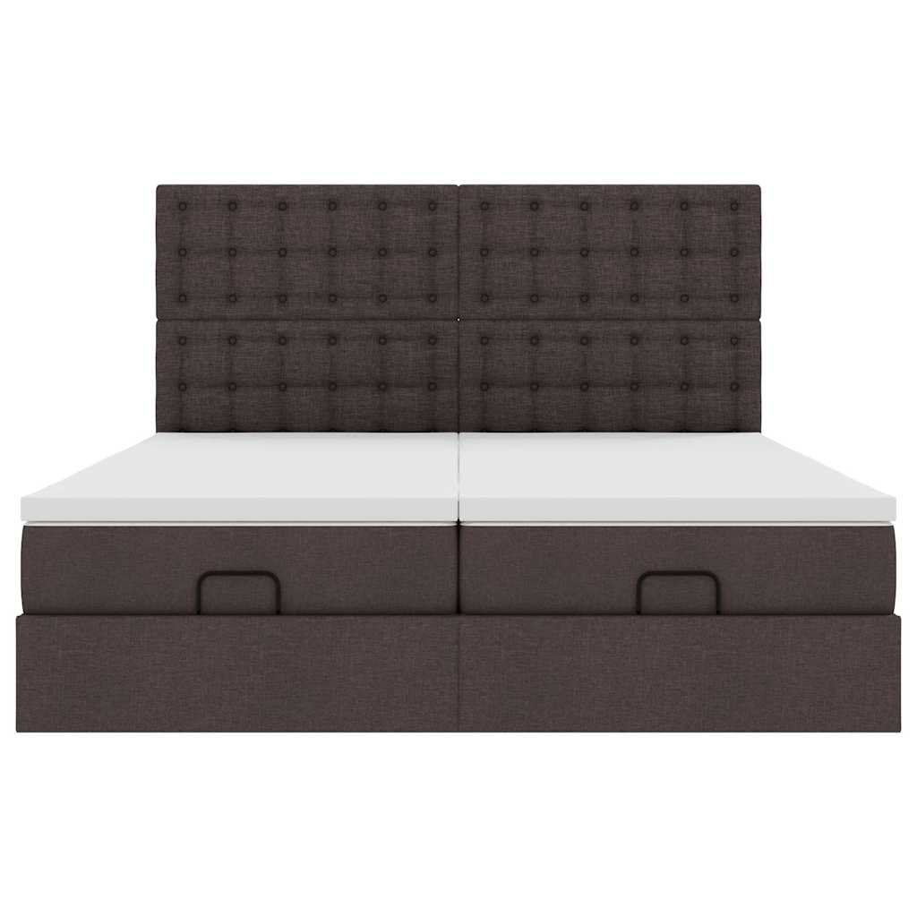 Ottoman bed met matrassen en LED's 160x200cm stof donkerbruin