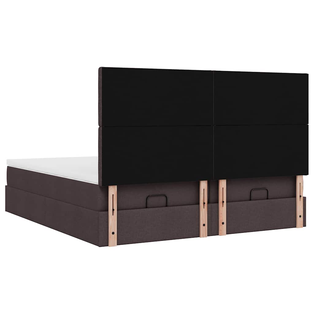 Ottoman bed met matrassen en LED's 160x200cm stof donkerbruin