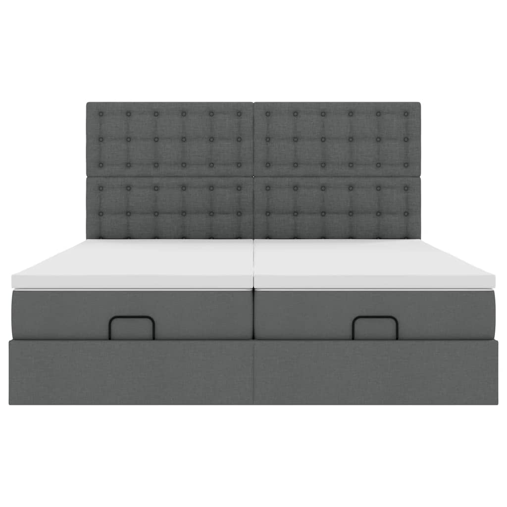 Ottoman bed met matrassen en LED's 180x200cm stof donkergrijs is nu te koop bij PeponiXL, paradijselijk wonen!