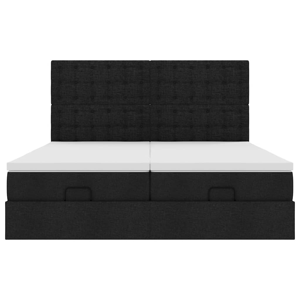 Ottoman bed met matrassen en LED's 180x200cm stof zwart