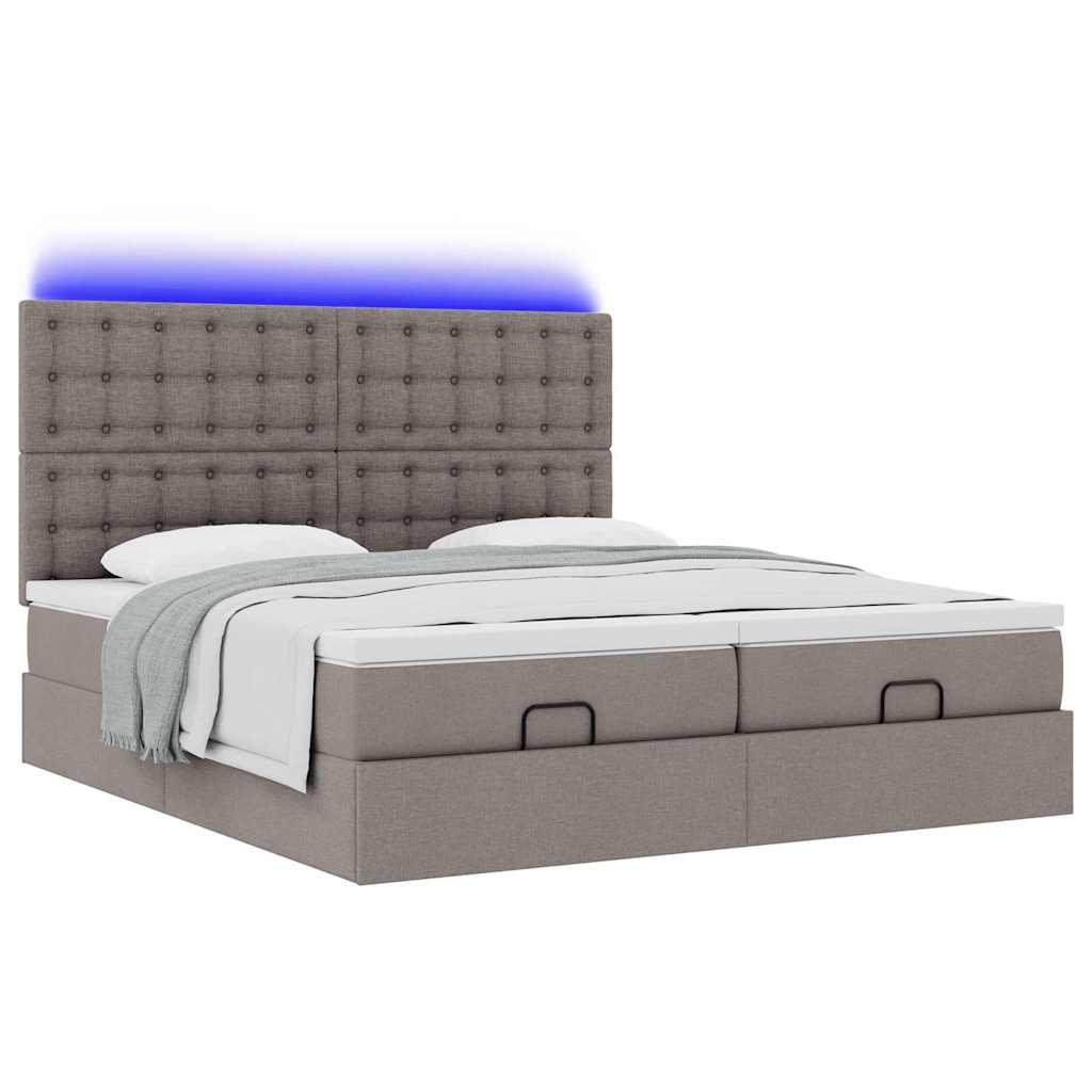 Ottoman bed met matrassen en LED's 180x200cm stof taupe is nu te koop bij PeponiXL, paradijselijk wonen!
