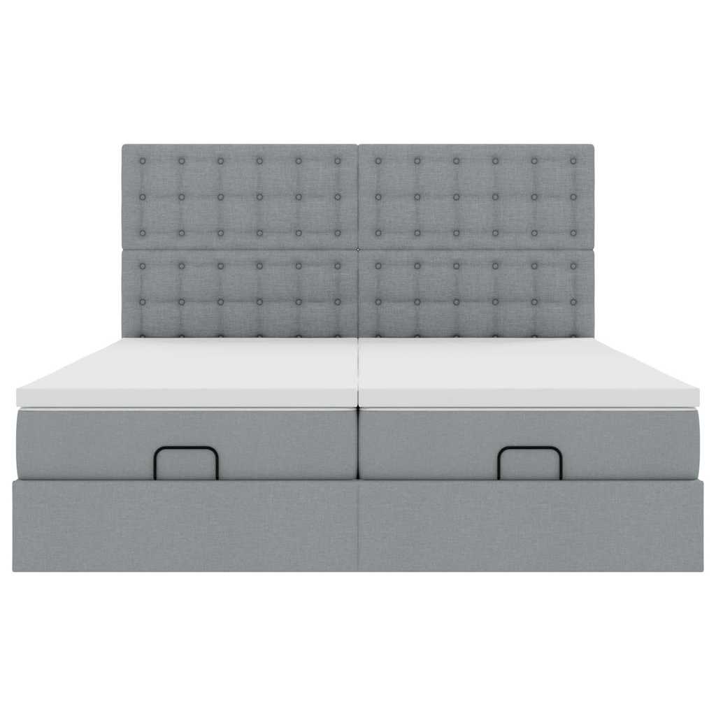 Ottoman bed met matrassen en LED's 200x200cm stof lichtgrijs is nu te koop bij PeponiXL, paradijselijk wonen!