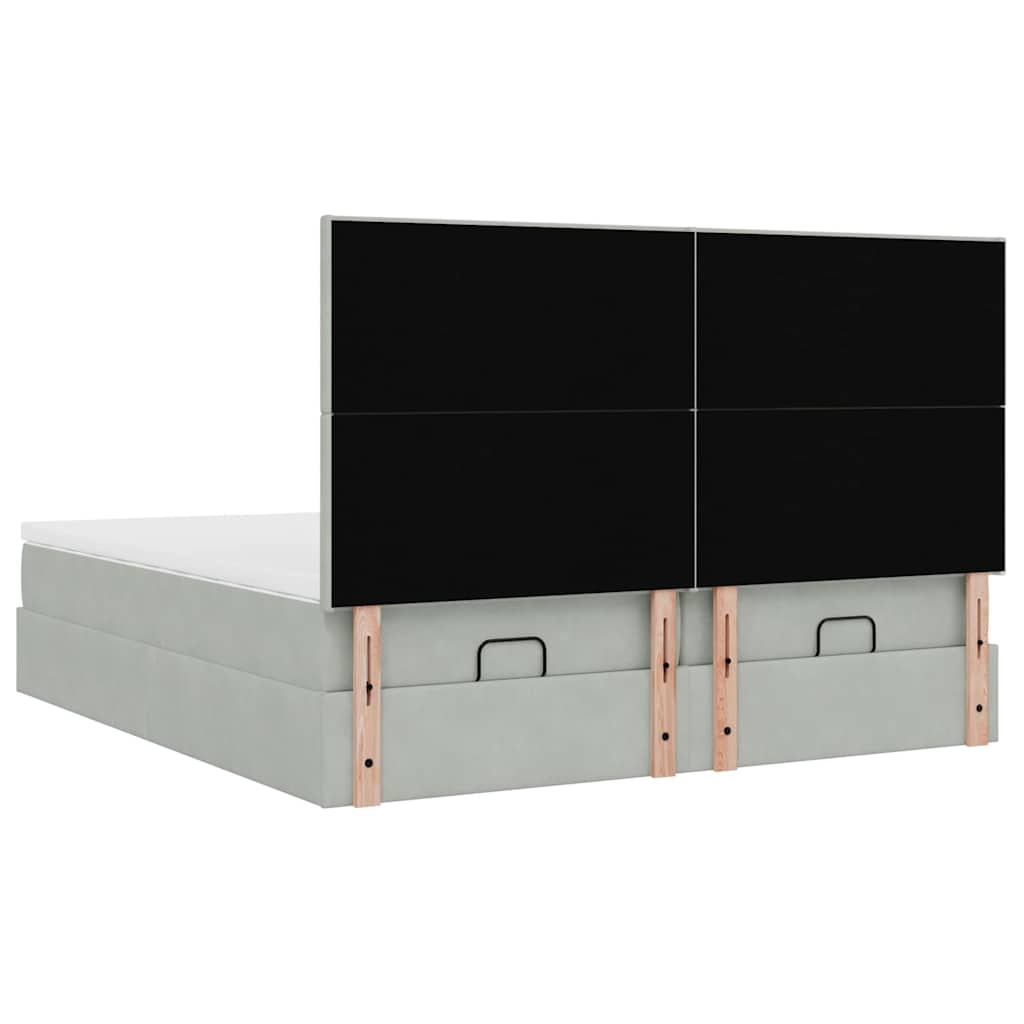 Ottoman bed met matrassen en LED's 160x200cm fluweel lichtgrijs is nu te koop bij PeponiXL, paradijselijk wonen!
