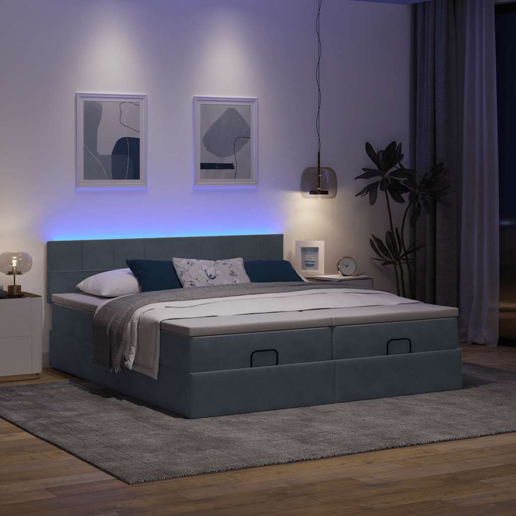 Ottoman bed met matrassen en LED's 160x200cm fluweel is nu te koop bij PeponiXL, paradijselijk wonen!