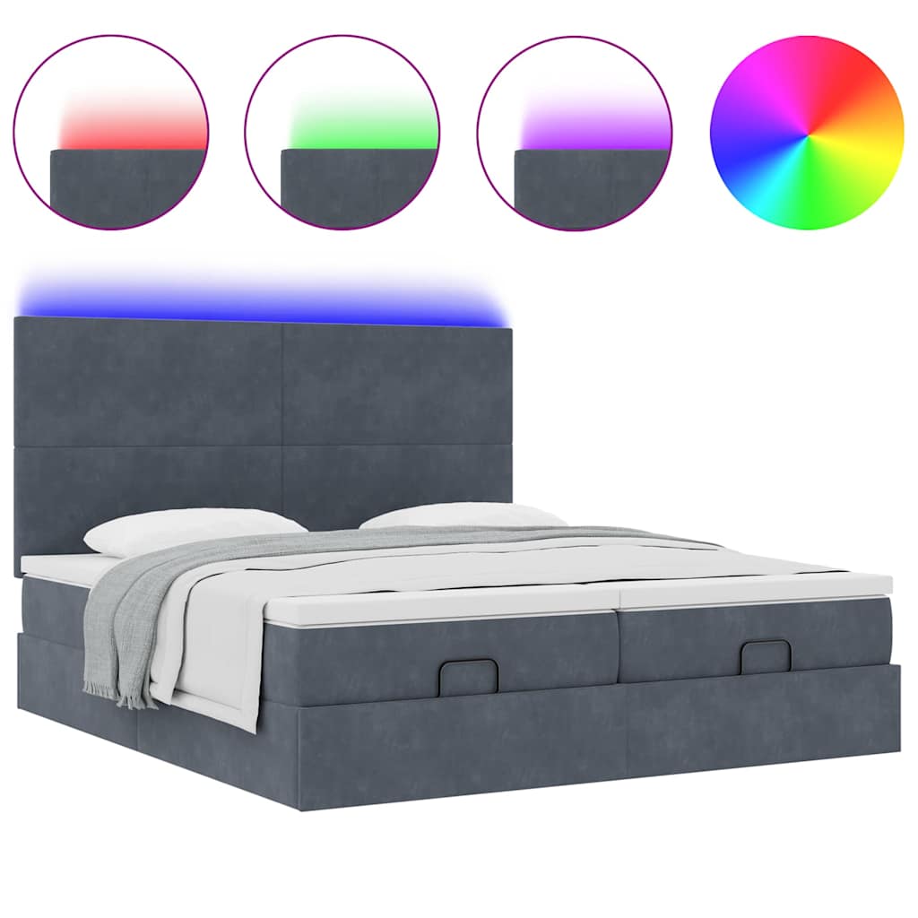 Ottoman bed met matrassen en LED's 160x200cm fluweel is nu te koop bij PeponiXL, paradijselijk wonen!