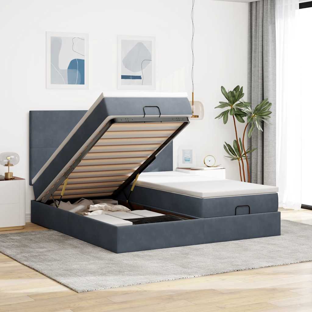 Ottoman bed met matrassen en LED's 160x200cm fluweel is nu te koop bij PeponiXL, paradijselijk wonen!