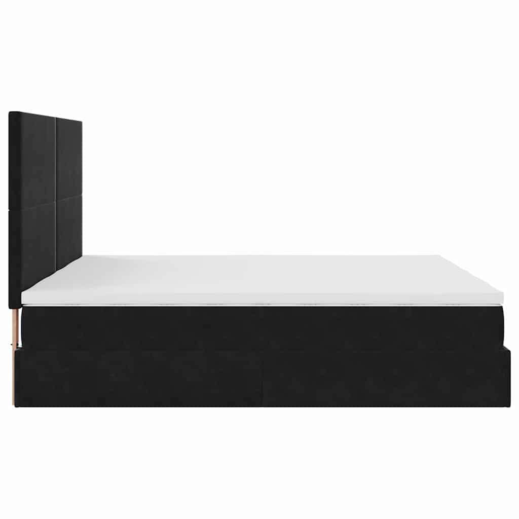 Ottoman bed met matrassen en LED's 160x200cm fluweel zwart is nu te koop bij PeponiXL, paradijselijk wonen!