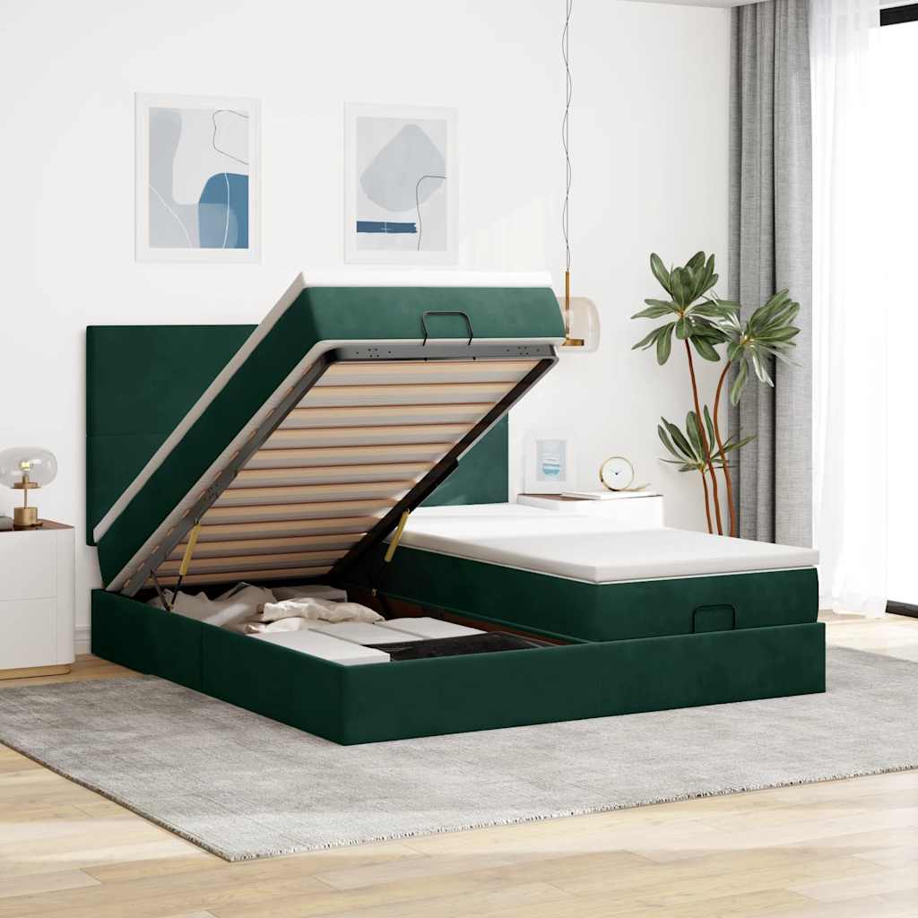 Ottoman bed met matrassen en LED's 160x200cm fluweel is nu te koop bij PeponiXL, paradijselijk wonen!