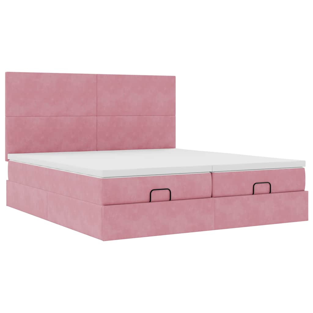 Ottoman bed met matrassen en LED's 160x200cm fluweel roze is nu te koop bij PeponiXL, paradijselijk wonen!