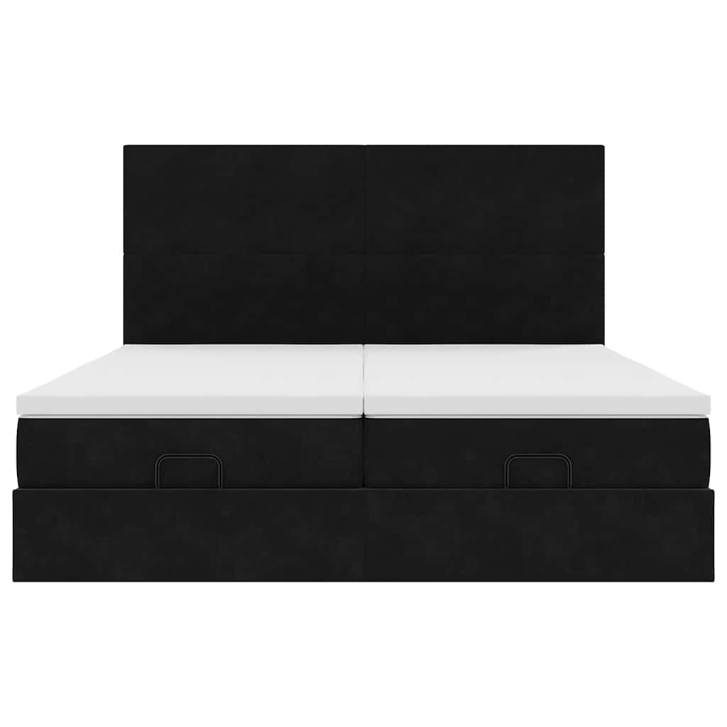 Ottoman bed met matrassen en LED's 180x200cm fluweel zwart is nu te koop bij PeponiXL, paradijselijk wonen!