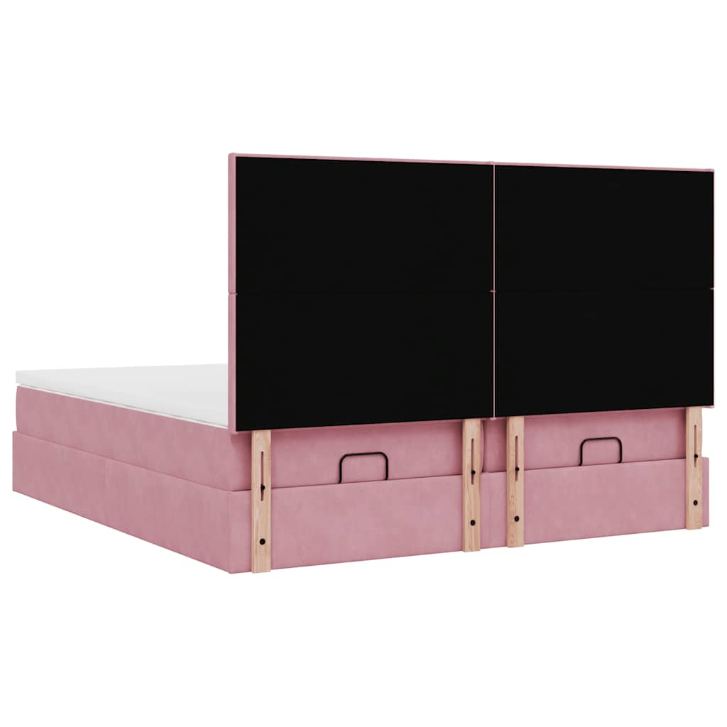 Ottoman bed met matrassen en LED's 180x200cm fluweel roze is nu te koop bij PeponiXL, paradijselijk wonen!