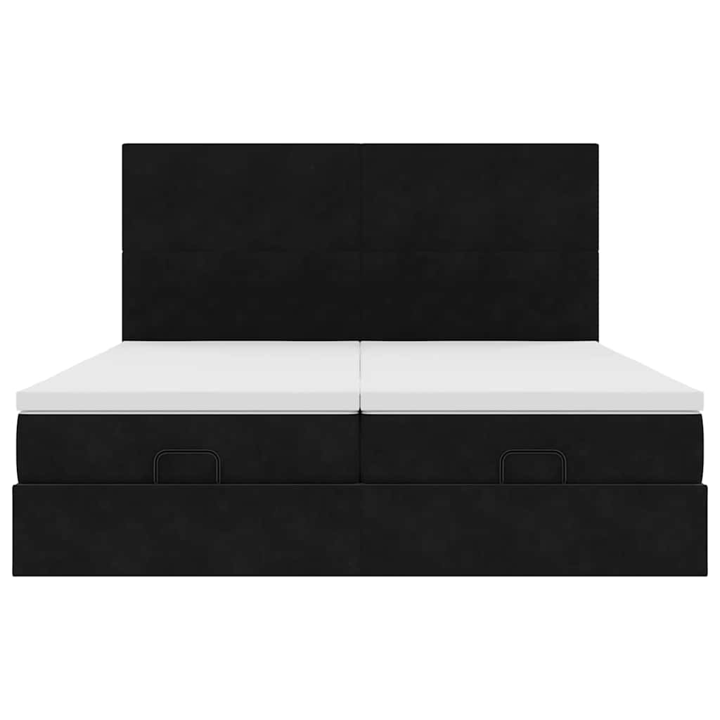 Ottoman bed met matrassen en LED's 200x200cm fluweel zwart is nu te koop bij PeponiXL, paradijselijk wonen!