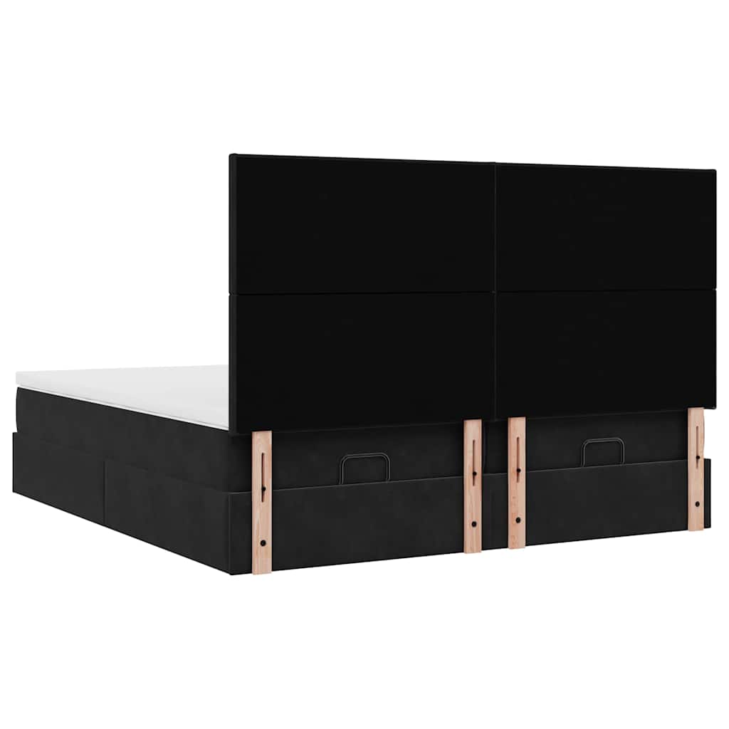 Ottoman bed met matrassen en LED's 200x200cm fluweel zwart is nu te koop bij PeponiXL, paradijselijk wonen!