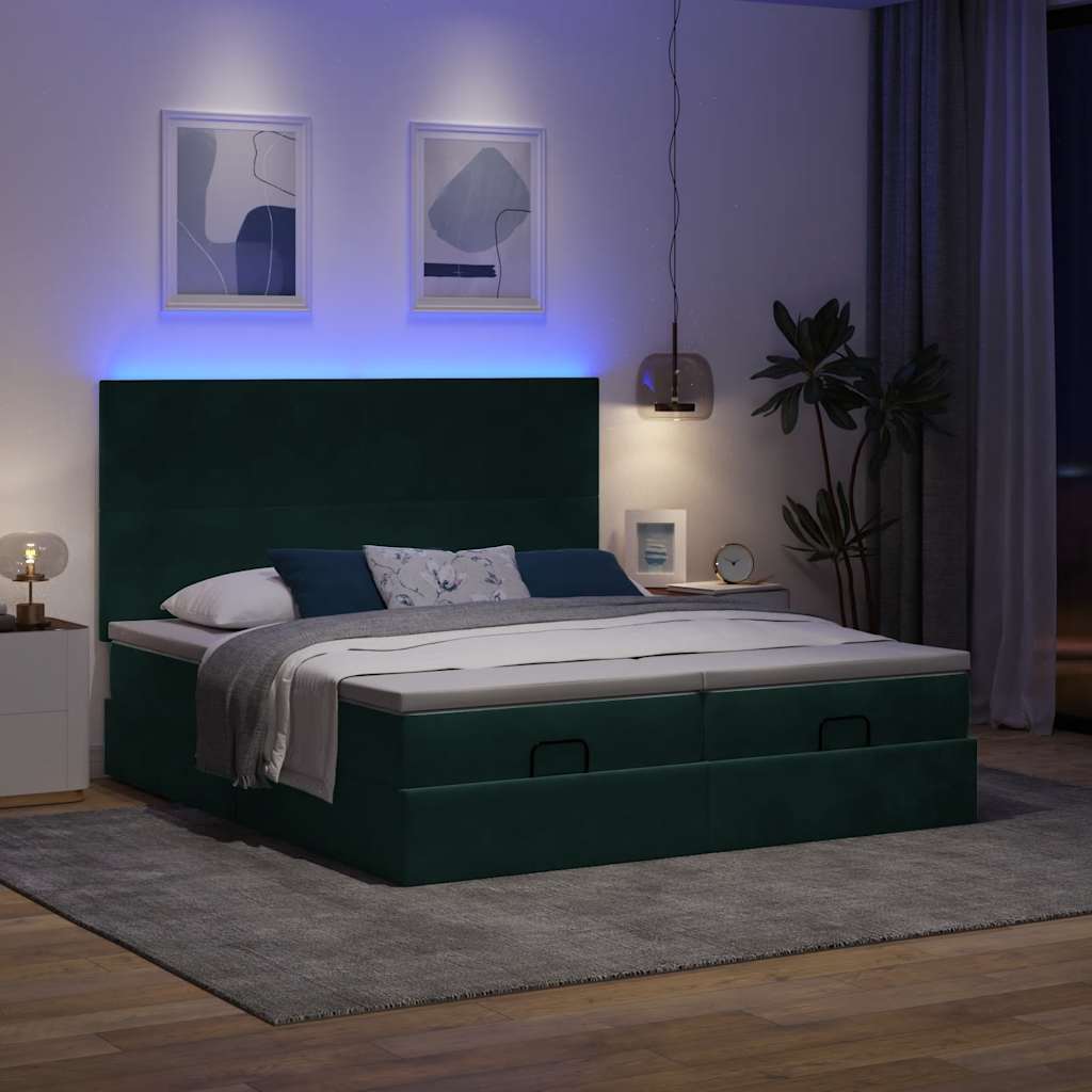 Ottoman bed met matrassen en LED's 200x200cm fluweel is nu te koop bij PeponiXL, paradijselijk wonen!