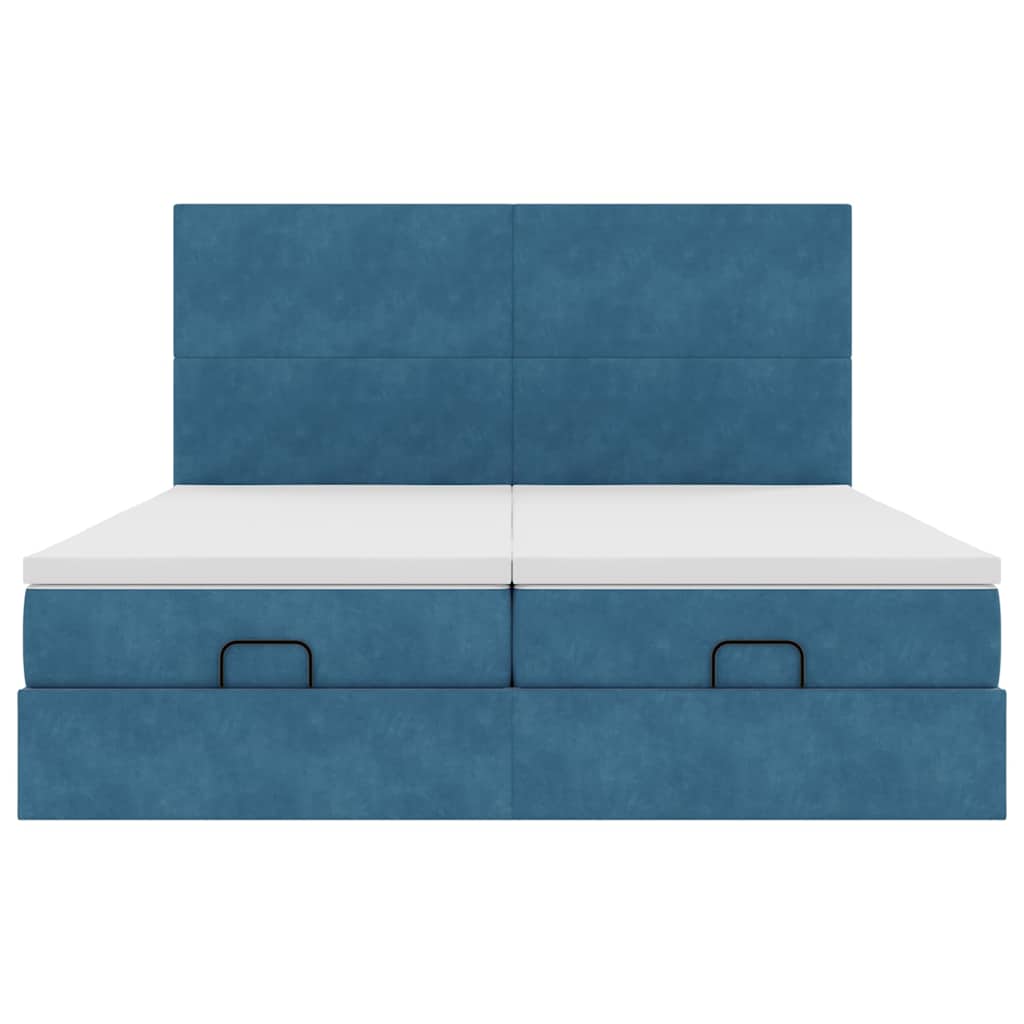 Bed poef met matrassen en leds 200x200 cm fluweel donkerblauw is nu te koop bij PeponiXL, paradijselijk wonen!