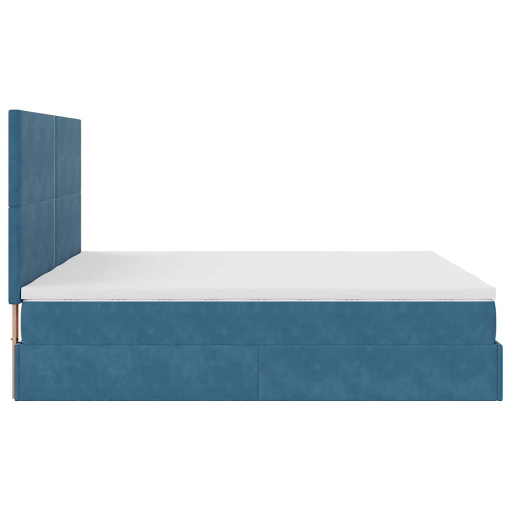 Bed poef met matrassen en leds 200x200 cm fluweel donkerblauw is nu te koop bij PeponiXL, paradijselijk wonen!