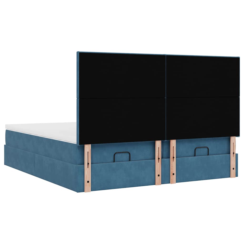 Bed poef met matrassen en leds 200x200 cm fluweel donkerblauw is nu te koop bij PeponiXL, paradijselijk wonen!