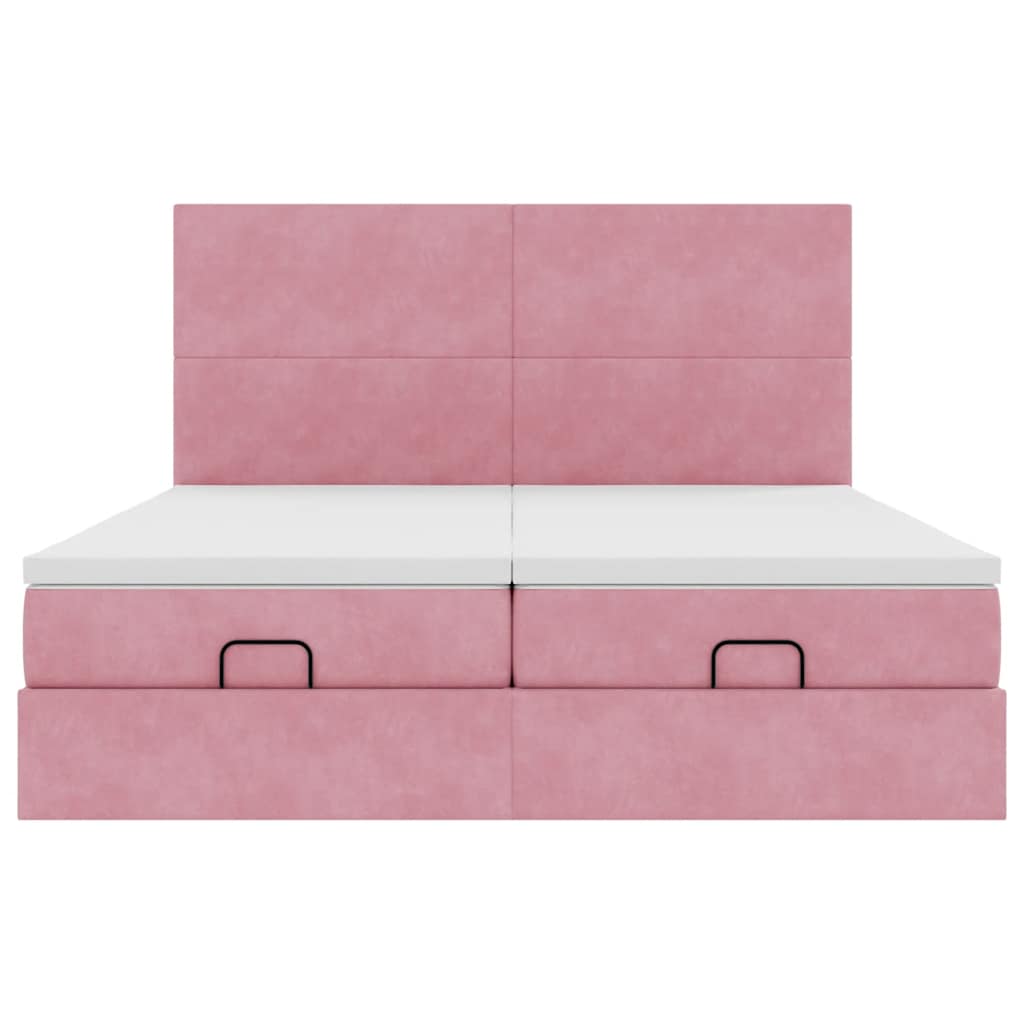 Ottoman bed met matrassen en LED's 200x200cm fluweel roze is nu te koop bij PeponiXL, paradijselijk wonen!