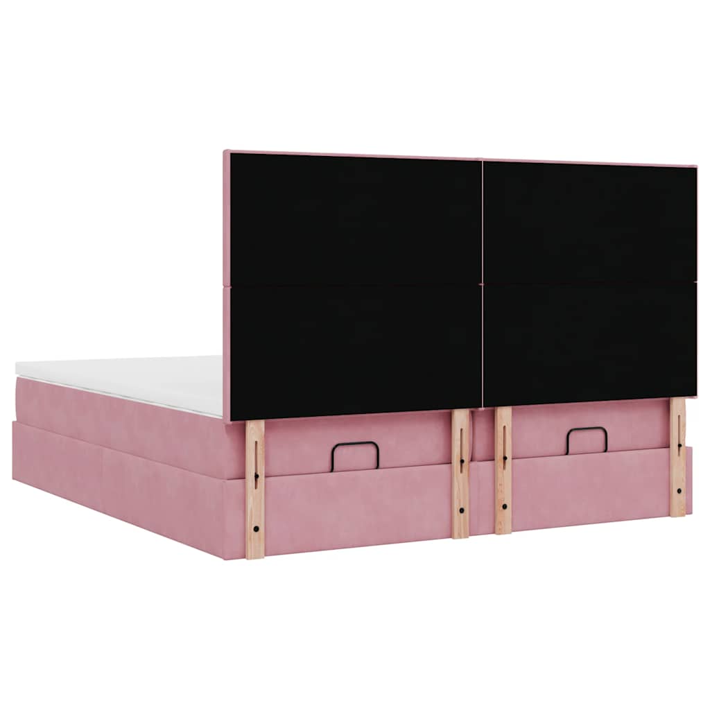 Ottoman bed met matrassen en LED's 200x200cm fluweel roze is nu te koop bij PeponiXL, paradijselijk wonen!