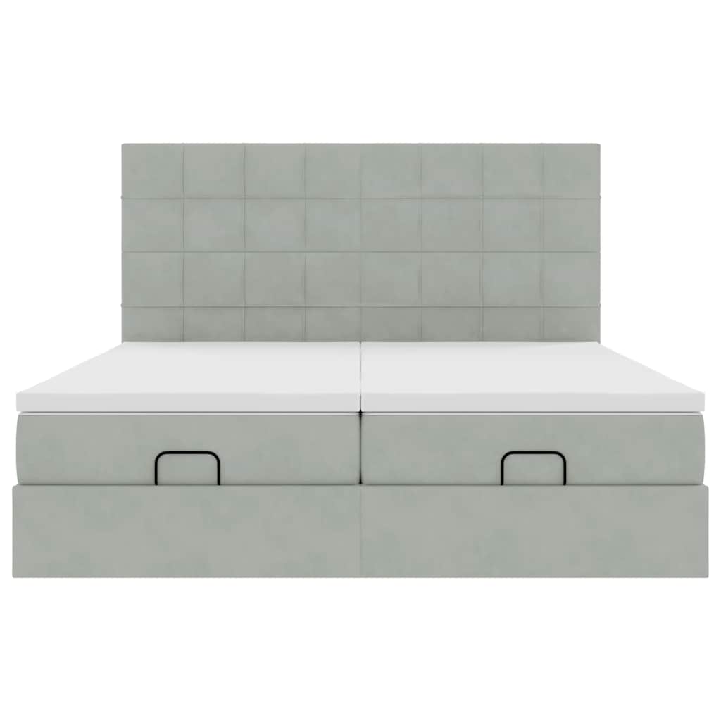 Ottoman bed met matrassen en LED's 160x200cm fluweel lichtgrijs is nu te koop bij PeponiXL, paradijselijk wonen!