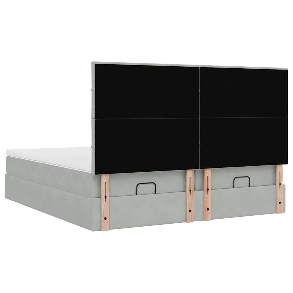 Ottoman bed met matrassen en LED's 160x200cm fluweel lichtgrijs is nu te koop bij PeponiXL, paradijselijk wonen!