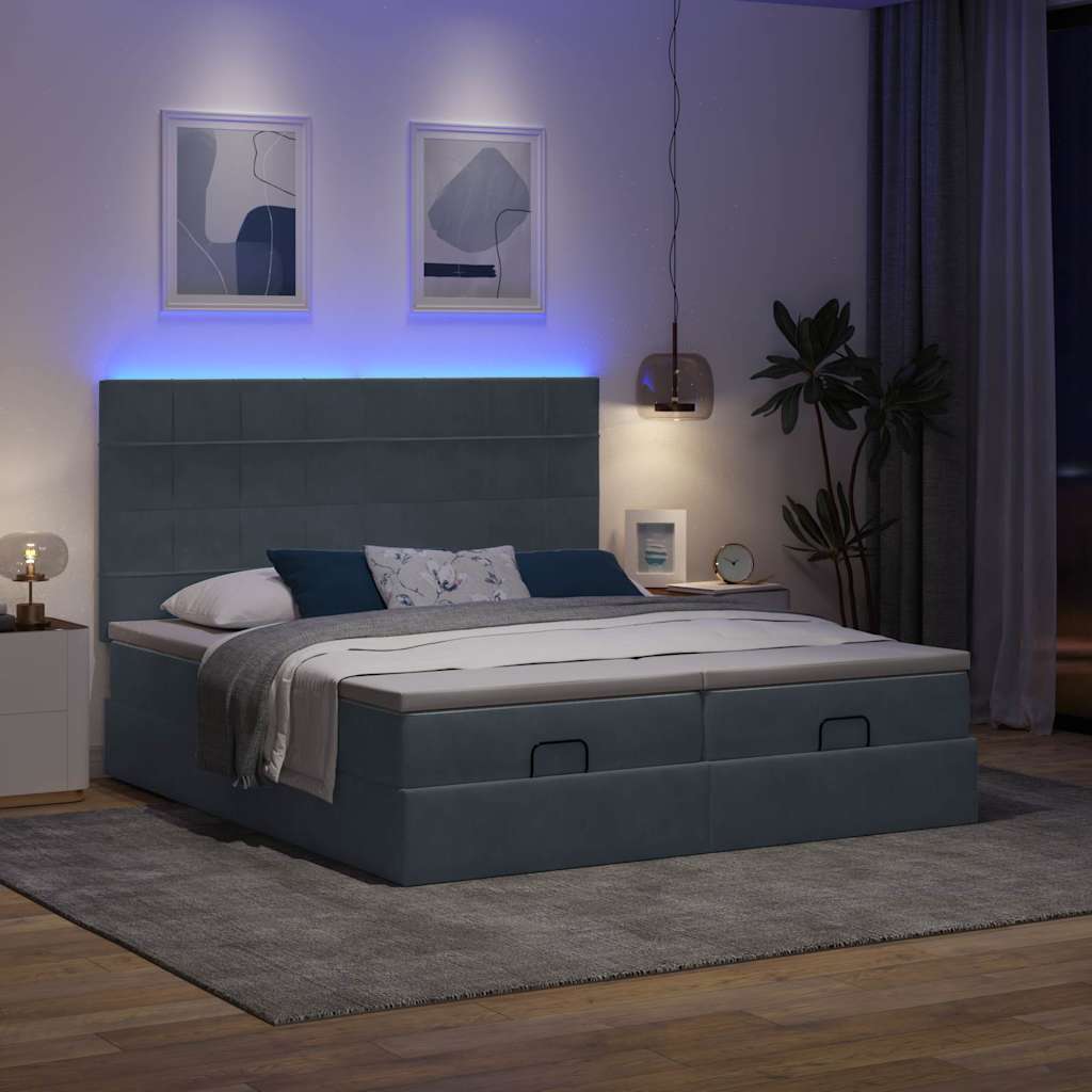 Ottoman bed met matrassen en LED's 160x200cm fluweel is nu te koop bij PeponiXL, paradijselijk wonen!
