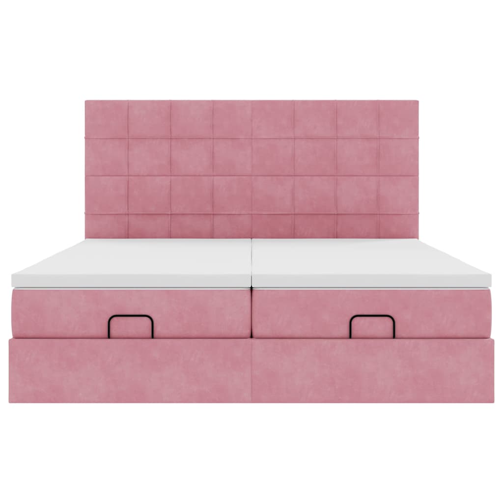 Ottoman bed met matrassen en LED's 160x200cm fluweel roze is nu te koop bij PeponiXL, paradijselijk wonen!