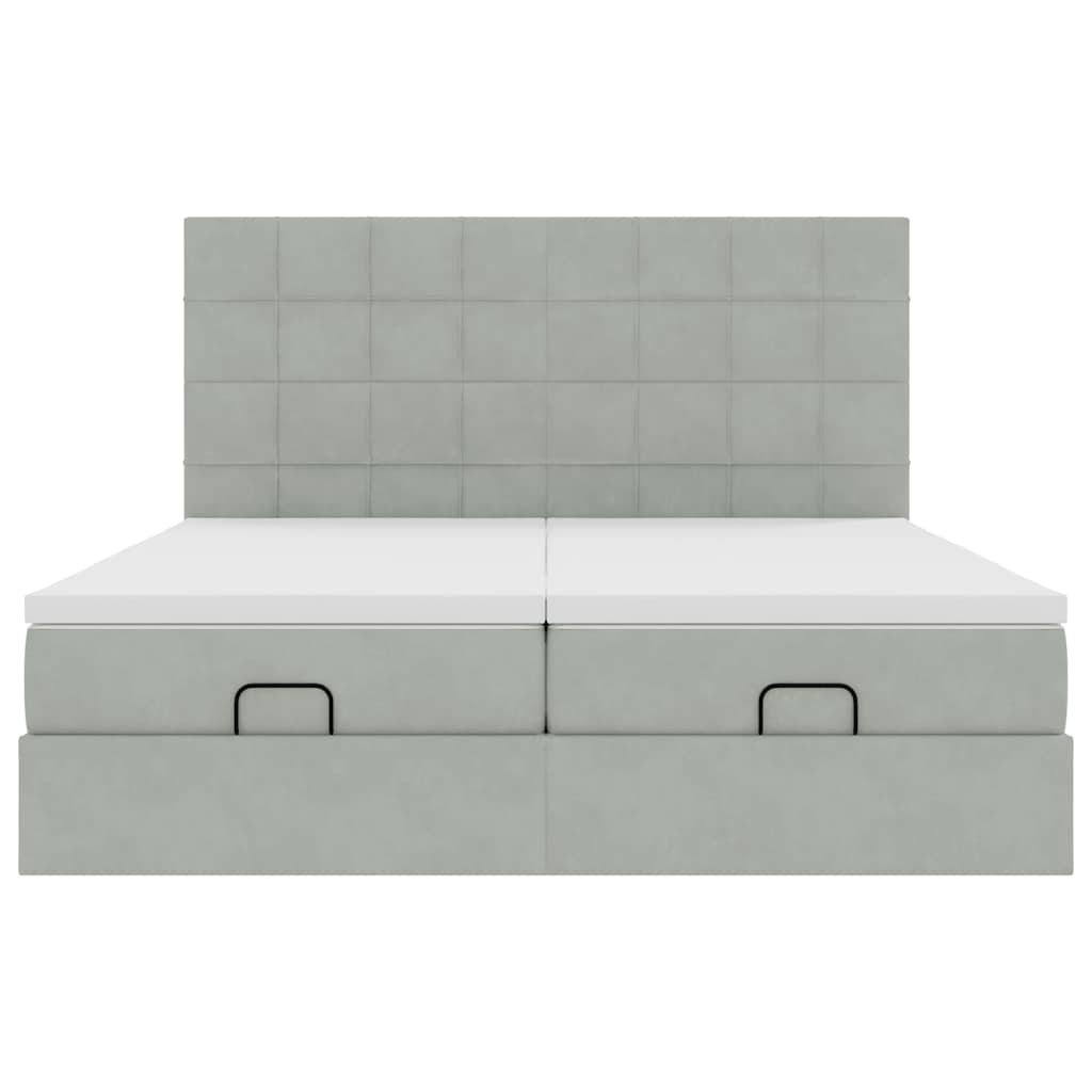 Ottoman bed met matrassen en LED's 180x200cm fluweel lichtgrijs is nu te koop bij PeponiXL, paradijselijk wonen!