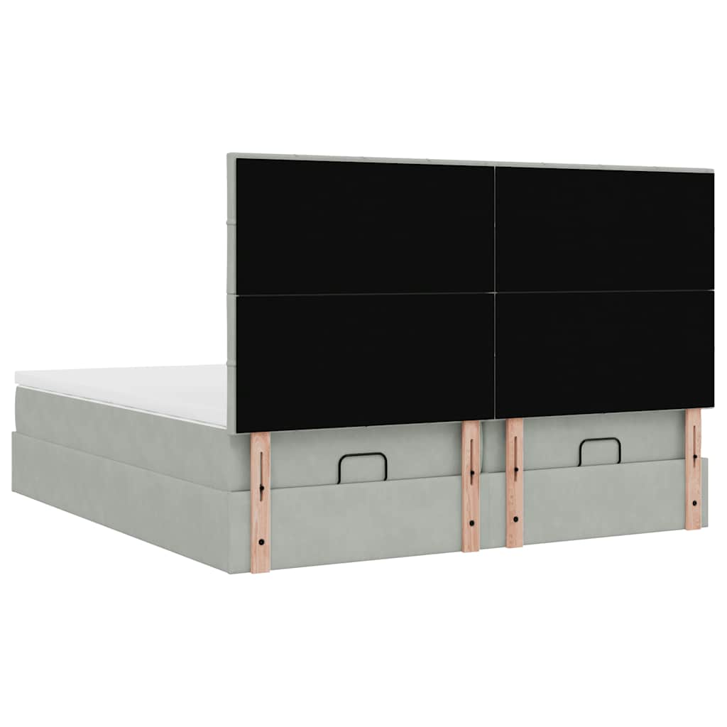 Ottoman bed met matrassen en LED's 180x200cm fluweel lichtgrijs is nu te koop bij PeponiXL, paradijselijk wonen!