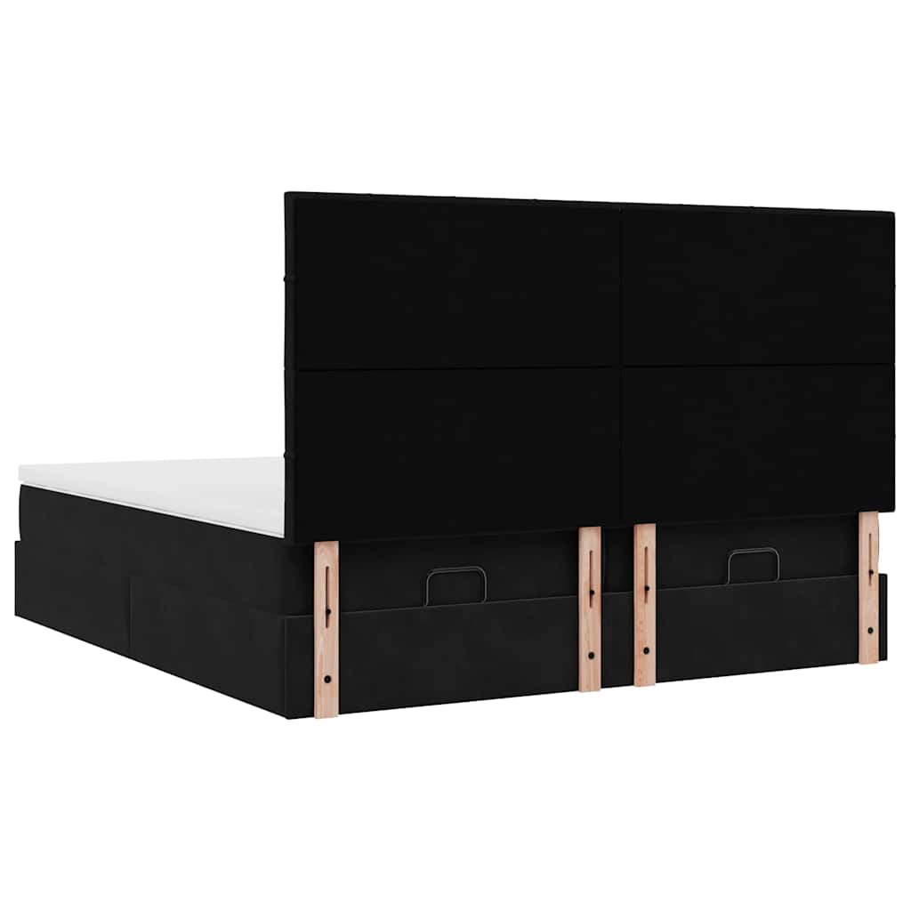 Ottoman bed met matrassen en LED's 180x200cm fluweel zwart is nu te koop bij PeponiXL, paradijselijk wonen!